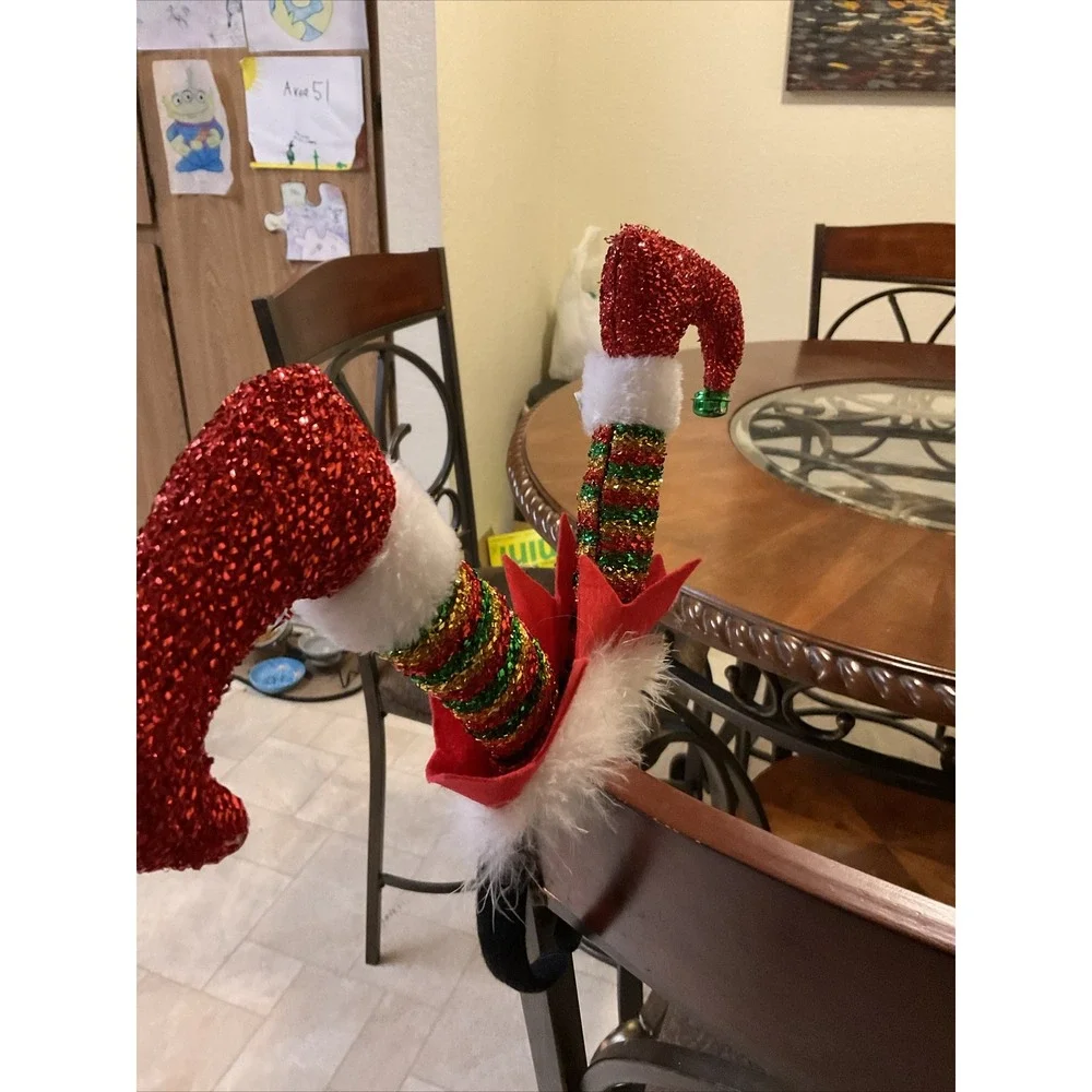 Elf Legs Headband Hat Topper Merry Brite Jingle Bells Christmas Party Costume